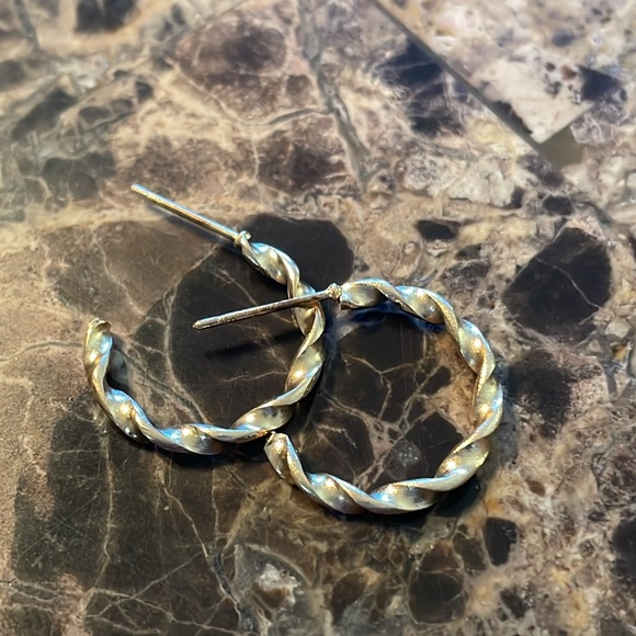 Gold Twist Small Hoop Earrings - Picture 4 of 6